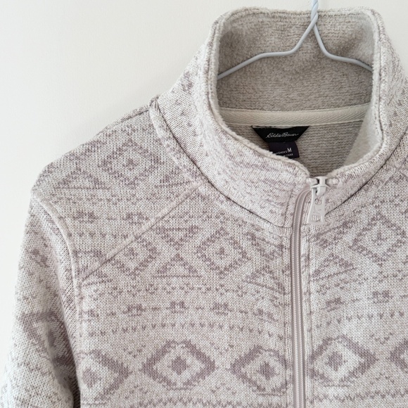 Eddie Bauer White Neutral Fleece Jacket Sweatshirt Sweater M - Picture 3 of 4